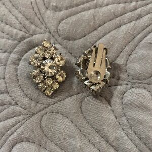 Elegant Silver Crystal Clip-On Earrings